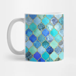 Cool Jade & Icy Mint Decorative Moroccan Tile Pattern Mug